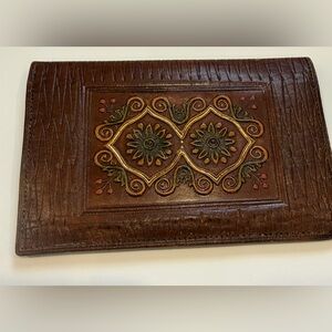Vintage Brown Leather Embossed Wallet